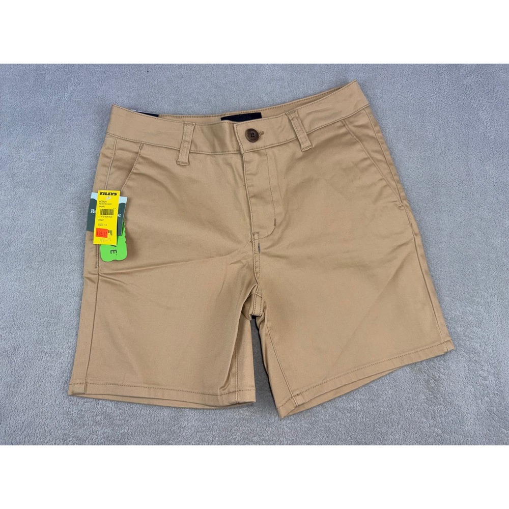 RSQ Womens Khaki Chino Shorts Size 14 Tan Cotton Blend Stretch New‎ With Tags